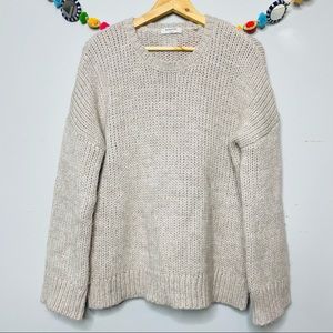 BABATON ARTIZIA chunky knit tan crew neck sweater wool and alpaca blend